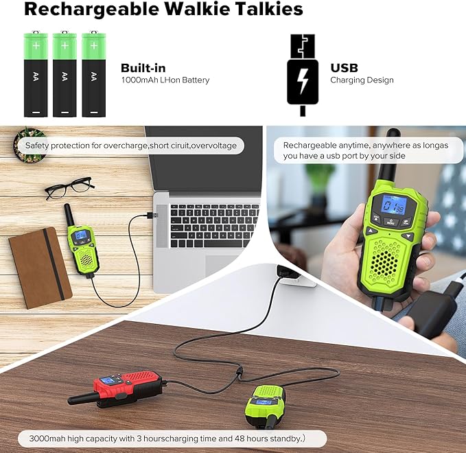 Walkie Talkies for Adults- WokTok Long Range Two Way Radio for Camping Hiking Hand Held Hiking Accessories Camping Gear Xmas Birthday Gift for Kids,SOS Siren,NOAA Weather Alert,2 Radios