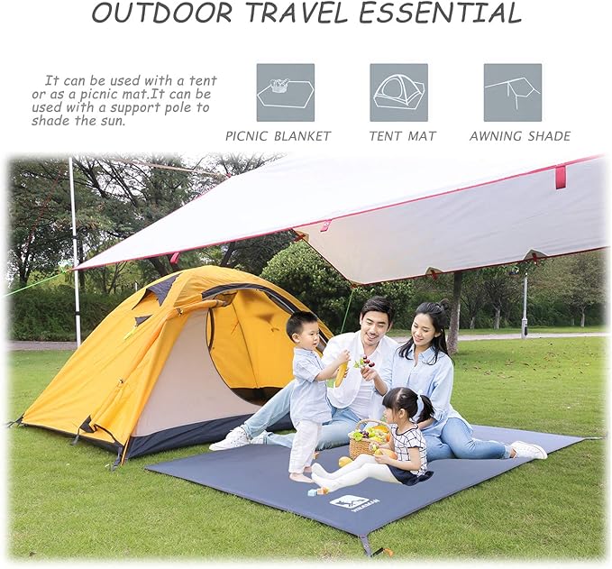 Hikeman Tent Footprint - Waterproof Camping Tarp, Heavy Duty Tent Floor Saver, Ultralight Ground Sheet Mat for Hiking, Backpacking, Hammock, Beach - Storage Bag Included(M-83”x55”)