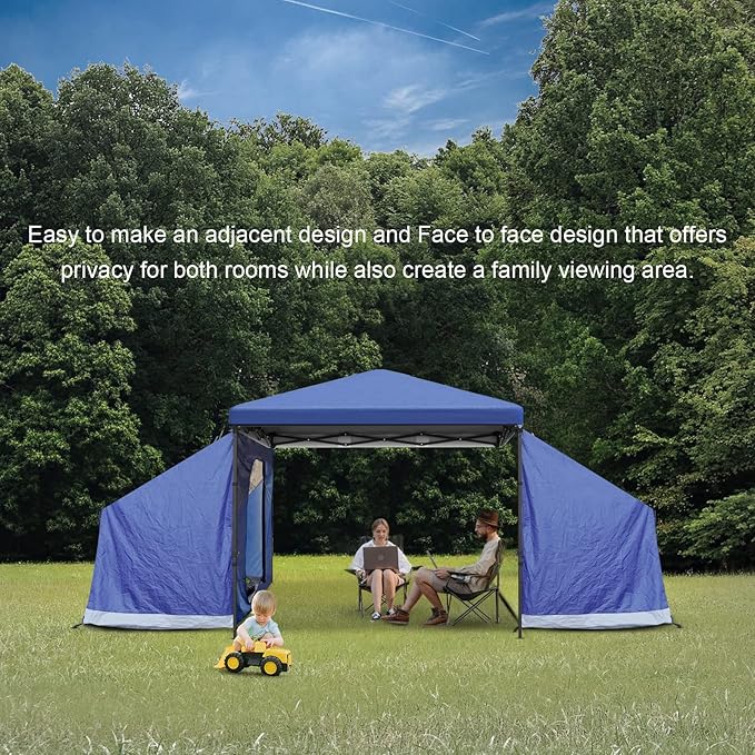 KAMPKEEPER Side Tent,Camping Tent for 10' x 10' Pop Up Canopy, Easy Set Up Gazebo,Compatible with 10' Wide Canopy Tents(Blue)