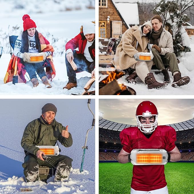 Heated Hand Warmer Pouch with 10000 mAh Rechargeable Battery, Up to 15 Hours of Warmth Electric Heated Hand Muff, Ideal for Football, Golf, Hunting, Fishing, Camping, Winter Outdoor Walk - Gray
