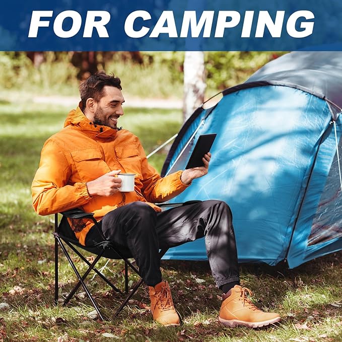 2 Pack Camping Chairs for Adults & Teens, 250LBS Capacity Foldable Portable Lightweight Chairs with Carry Bag, Compact Design for Camping, Beach, Picnics, and Outdoor Events