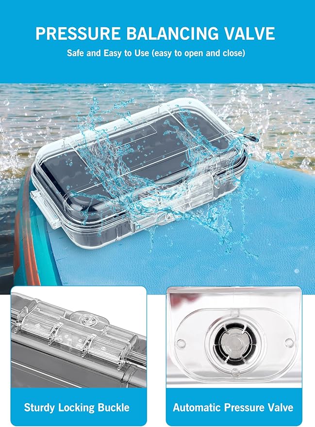 Waterproof Storage Case, Outdoor Sports Survival Equipment Sealed Box Dustproof Pressure Proof Dry Boxes for EDC Tools, Phone, Keys(Clear)