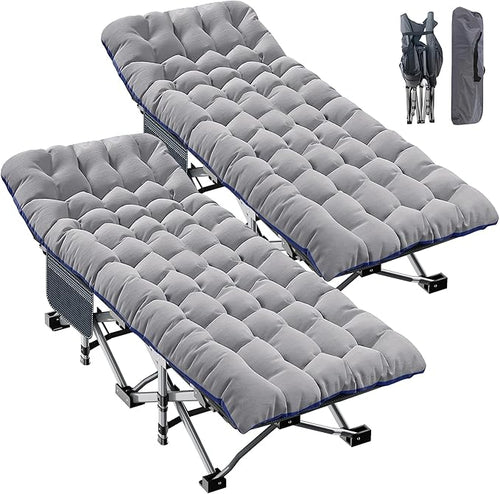 ABORON 2PK Oversized Folding Camping Cot for Adults, Double Layer 1200D, 500lb Capacity, Heavy Duty Guest Cot with Mat & Carrying Bag for Indoor & Outdoor Use
