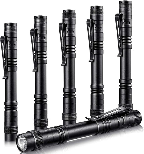 Honoson 6 Pieces LED Pen Light Flashlight Small Mini Flashlight Pocket Light Penlight with Clip Compact Torch for Inspection Work and Repair