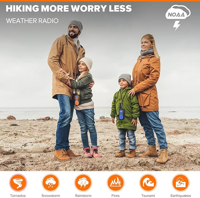 Wishouse Walkie Talkies for Adults Long Range-Handheld 2 Way Radios Rechargeable,Hiking Accessories Camping Gear Xmas Birthday Gift for Kids with Lamp,SOS Siren,NOAA Weather Alert,Easy to Use 3 Pack