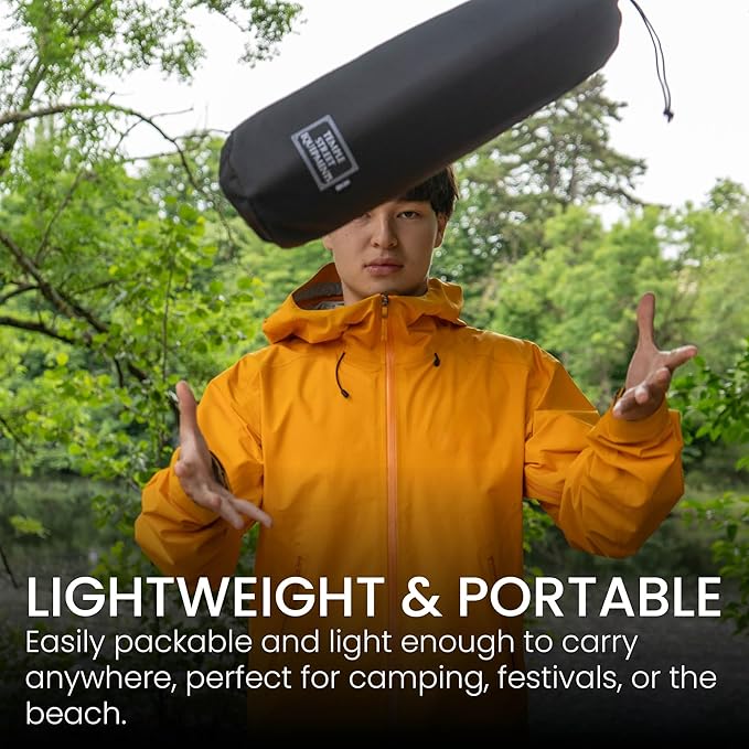 TSE HC100 Camping Chair, 3.36lbs Lightweight Folding Chair with Cup Holder, Portable and Easy to Carry for Camping, Beach, Hiking, Urbain, Festival or Garden (Black)