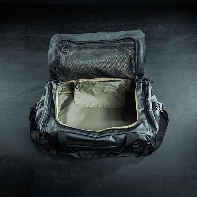 Eberlestock Hyllus Duffel Bag for Men - Durable, Water-Resistant, Small Men's Duffle Bag with Zipper Pockets, Ideal for Travel & Gym, Tactical Gear Bag, Hunting, Fishing, Camping - Dry Earth, 65L
