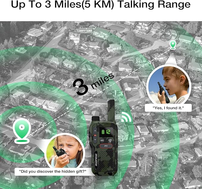 BAOFENG GT-18 Walkie Talkies for Kids Adult, License Free Long Range Rechargeable FRS Two Way Radio,1500mAh Battery, 22 Channels with NOAA, Scan, Flashlight, VOX for Camping Hiking Family, 3 Pack