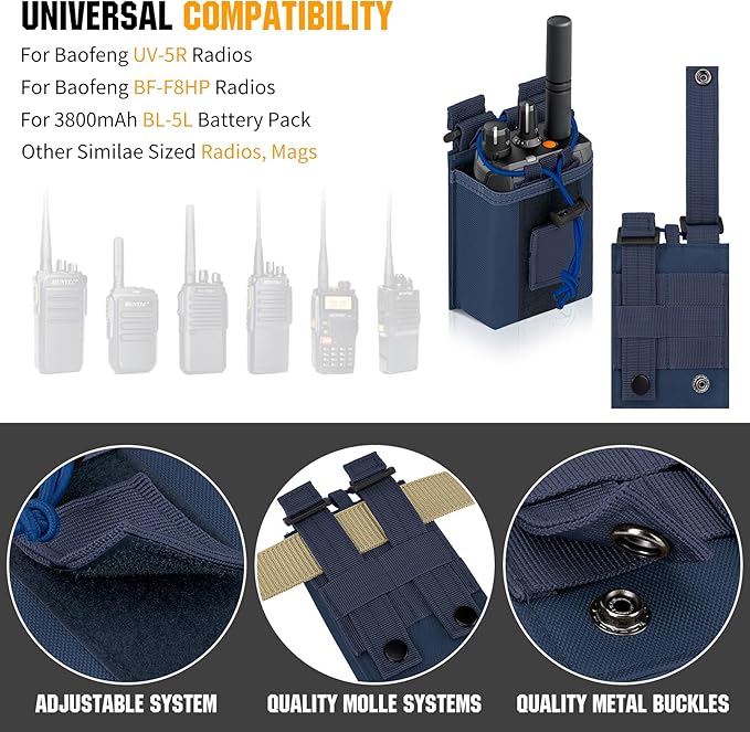IronSeals 2 Pack Tactical Molle Adjustable Interphone Storage Bag Outdoor Sports Radio Pouch for Two Ways Walkie-talkie