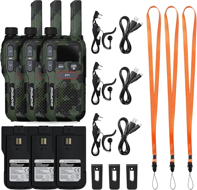 BAOFENG GT-18 Walkie Talkies for Kids Adult, License Free Long Range Rechargeable FRS Two Way Radio,1500mAh Battery, 22 Channels with NOAA, Scan, Flashlight, VOX for Camping Hiking Family, 3 Pack