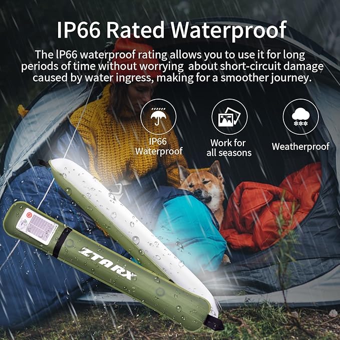 Inflatable Light Tube Video Light Stick, LED Solar Camping Light Portable and Foldable, USB Outdoor Photography Light,4 Types of Lighting