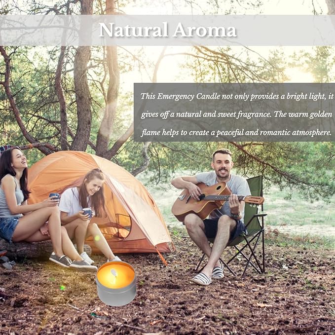 Emergency Candle, 24 Hours Waterproof Camping Outdoor Survival Candle with Floral and Honey Smells Beeswax Wax Camping Candle for Emergency, Camping, Hiking,