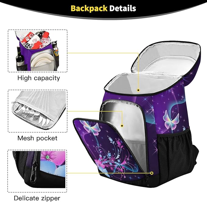Cooler Backpack Insulated Leak Proof Beach Cooler Bag 30 Cans Waterproof Lightweight Soft Lunch Picnic Cooler for Men Women