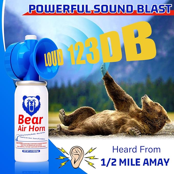 1.4oz Bear Horn,Self Defense, 123dB Loud Air Horn, Audible up to 1/2 Mile, Safety Air Horn for Wild Animals, Bear Alarm for Hiking and Outdoor Protection