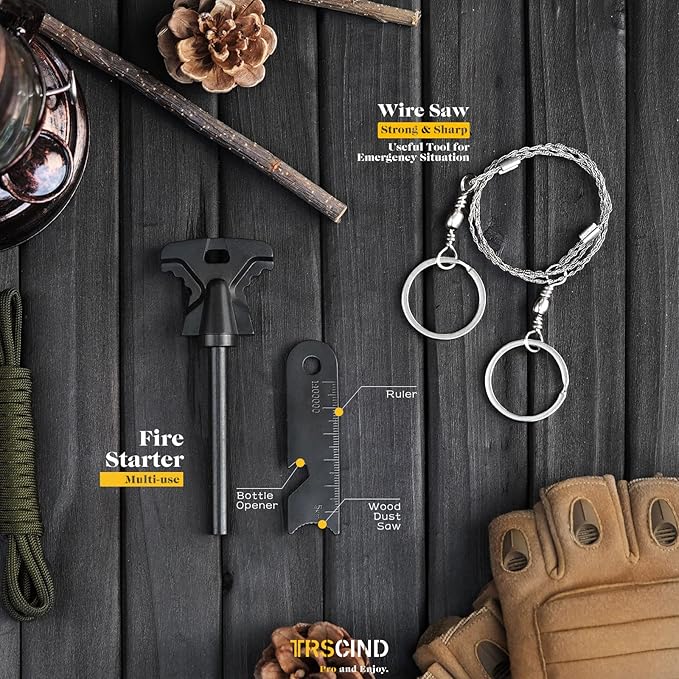 Gifts for Men Dad Husband Him, Christmas Stocking Stuffers Birthday Gifts Idea for Boyfriend Man, Survival Kit 14 in 1, Survival Gear and Equipment, Fishing Hunting Camping Accessories, Cool Gadgets