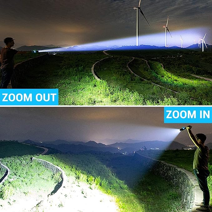 BESTSUN LED XHP90 Flashlight, 20000 Lumens XHP90 Tactical Handheld Flashlights Powerful Rechargeable XHP90 LED Torch 5 Modes Adjustable Zoomable Waterproof Lamp for Hiking Camping Hunting