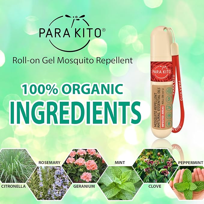 PARAKITO Roll-on Gel Mosquito Repellent for Kids & Adults | w/Citronella Oil | Travel Size Insect Repellent for Hiking & Camping Accessories | DEET-Free Protection (0.67 oz) 3 Pack