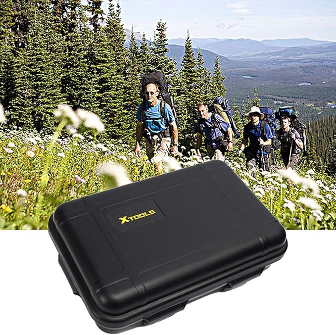 DGZZI Small Outdoor Waterproof Airtight Shockproof Plastic Survival Container Carry Box with 2 U-Shape Buckle 135x80x40mm Black Storage Case