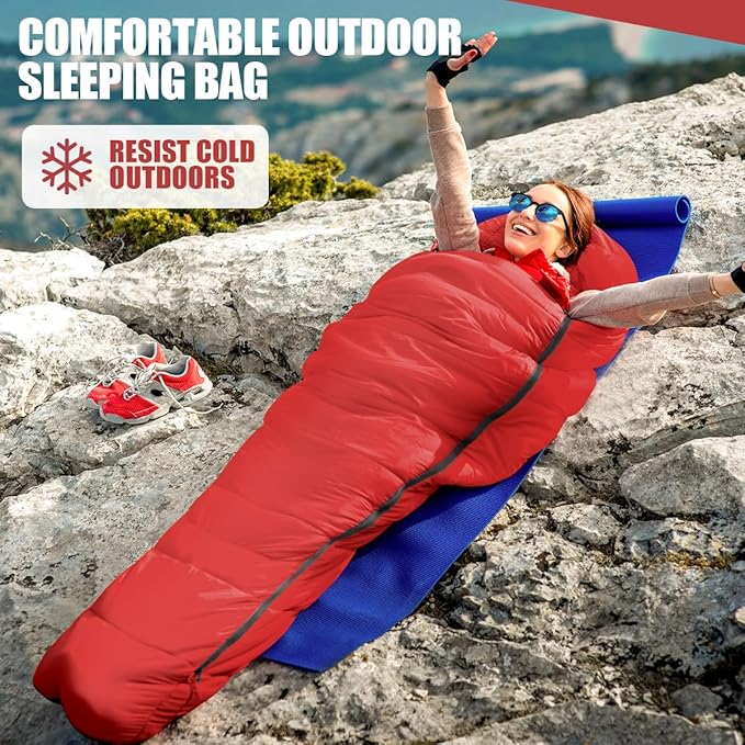 OBTANIM Sleeping Bags Portable Waterproof Camping Sleeping Bag for Adults Kids 4 Seasons Cold Weather or Warm Backpacking Hiking Mountaineering Indoor Outdoor Use