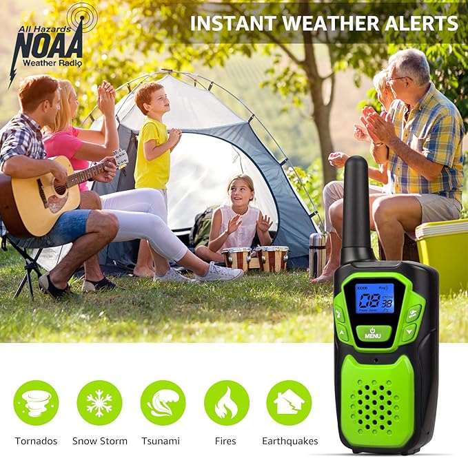Walkie Talkies for Kids Rechargeable, Easy to Use Family Walky Talky Toy for 3-12 Years Old Boys and Girls Birthday for Camping Hiking Outdoor with Regular Micro-USB Charger/Battery