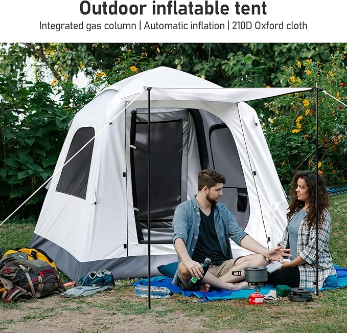 Automatic Inflatable Camping Tent,Easy Set up 3-4 Person Glamping Outdoor Air Blow Up Tents, Quick Setup Air Tent with a Built-in air Pump,Waterproof Inflatable House Tent for Adults