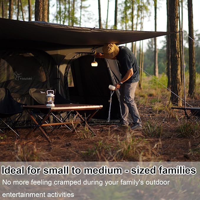 Vidalido Tents,3-4 Person Camping Tent with Extended Vestibule,Weather Resistant Family Tents with Breathable Mesh Windows,Easy Install Waterproof Outdoor Tent for Backpacking and Camping Hiking