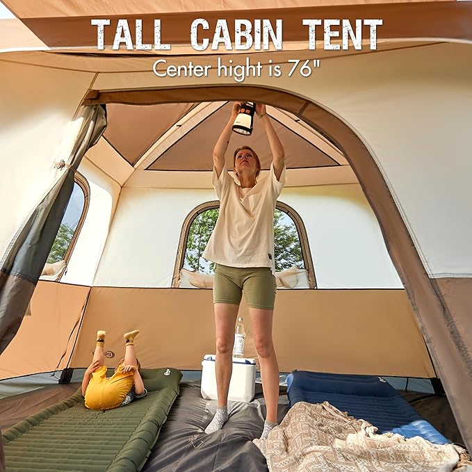 PORTAL 6 | 8 | 10 Person Family Camping Tent with Porch, Big Family Camping Tent with Tall Height, Good Ventilation, Water Resitant Large Tent for Outdoor Camping, Backyard