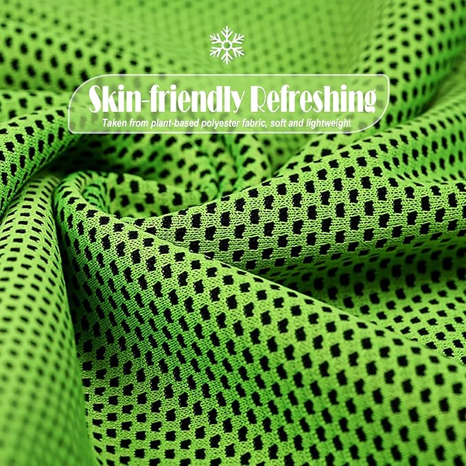 10 Pack Cooling Towels Bulk Microfiber Ice Towel Quick Dry Breathable Chilly Sweat Towel Stay Cool Towel for Neck Face Yoga Gym Workout Running Pilates Beach with Carabin Bag, 40x12'', Green