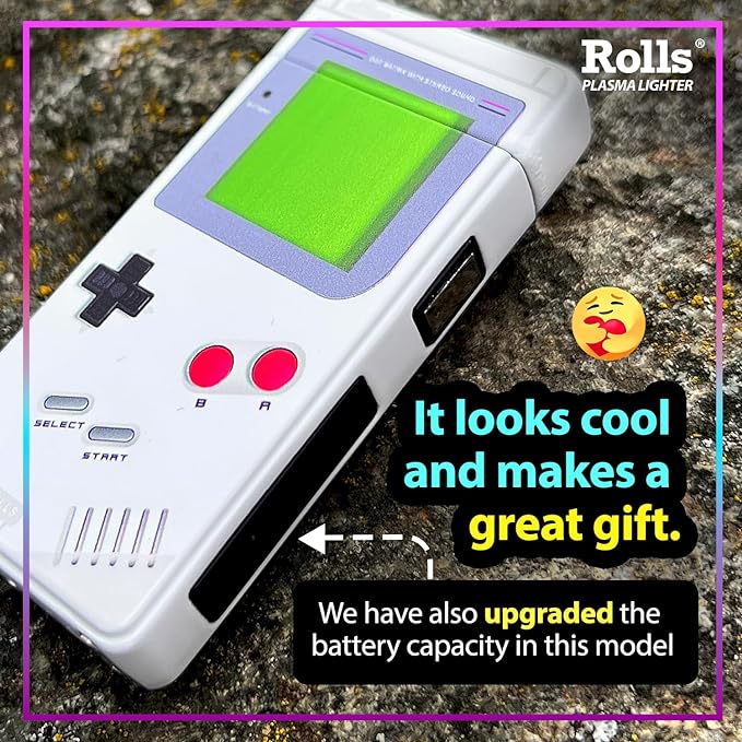 Rolls Electric Lighter - USB Rechargeable Cool Lighters - Retro Gamer Gifts for Men - Windproof Electronic Arc Lighter - Candle Lighter - Custom Unique Gadgets - by Rolls Plasma Lighter (Grey)