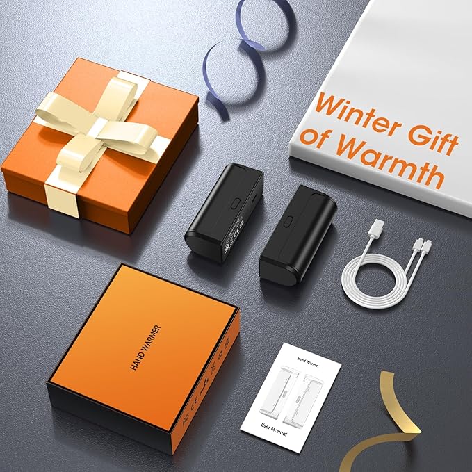 Magnetic Hand Warmers Rechargeable 2 Pack 6000mAh Electric Portable USB Hot Pocket Sized Hand Warmer 18Hrs Long Heating Heater Therapy Gifts for Men Women Camping,Hunting,Golf,Travel Essentials