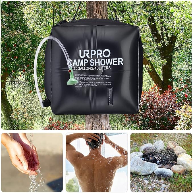 10 gallons/40L Solar Shower Bag Heating Camping Outdoor Temperature Hot Water 45°C Hiking Climbing Beach