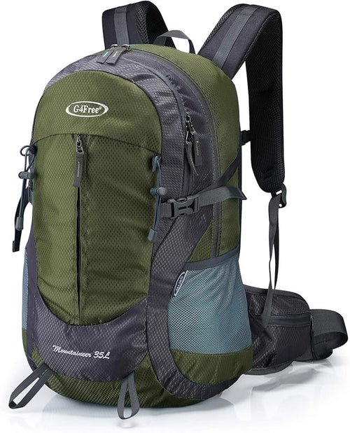 G4Free 35L Hiking Backpack Water Resistant Outdoor Sports Travel Daypack Lightweight with Rain Cover for Women Men (Army Green)