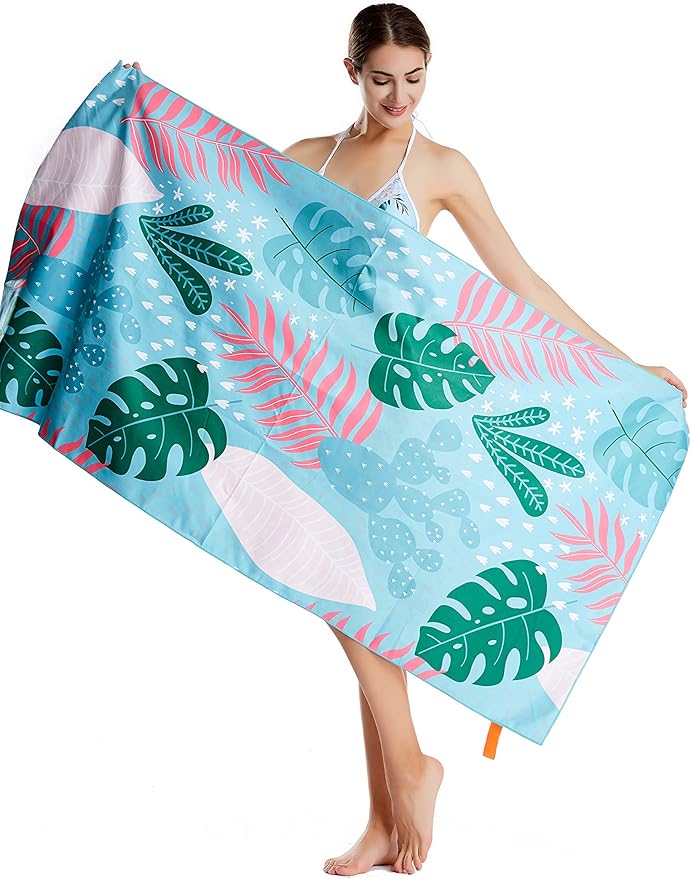 CHARS Microfiber Quick Drying Beach Towel Super Absorbent & Sand Free Towel for Kids Teens Adults Travel Gym Camping Pool Yoga Outdoor and Picnic(63"×31"/63"×39")
