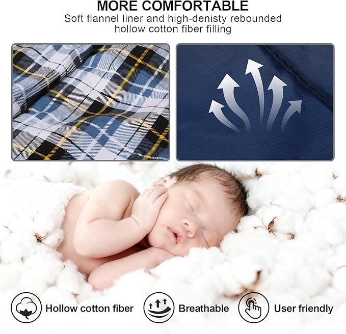 REDCAMP Flannel Sleeping Bag for Adults, Comfortable Cotton Sleeping Bags for Camping with Detachable Hood, Red/Grey/Blue