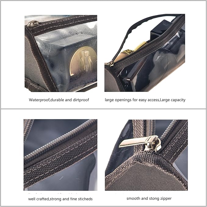 TSA Approved for Carry On Travel Clear Shaving Bag Grey Transparent Vinyl Makeup Bag Foldable Tool Brush Packing Organizer 3-1-1 Liquids Toiletry Bag-2 pack