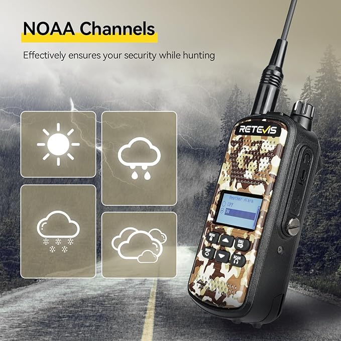 Retevis EZTalk 2 GMRS Two Way Radio, IP67 Waterproof Walkie Talkies, 2200mAh, NOAA, Rechargeable Hunting Radios Long Range, Handheld Walkie Talkie for Adult, Hunting Camo 2 Pcs