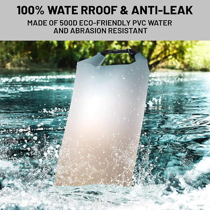 Waterproof Dry Bag - Roll Top Teal Beige Ombre Backpack 5L/10L/20L Floating and Lightweight for Kayaking, Boating, Fishing, Swimming and Camping with Waterproof Phone Case