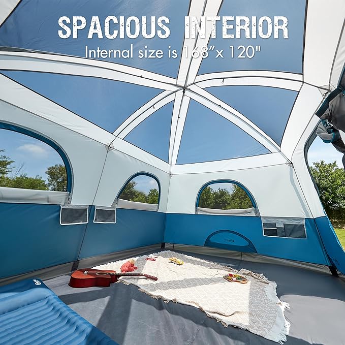 PORTAL 6 | 8 | 10 Person Family Camping Tent with Porch, Big Family Camping Tent with Tall Height, Good Ventilation, Water Resitant Large Tent for Outdoor Camping, Backyard
