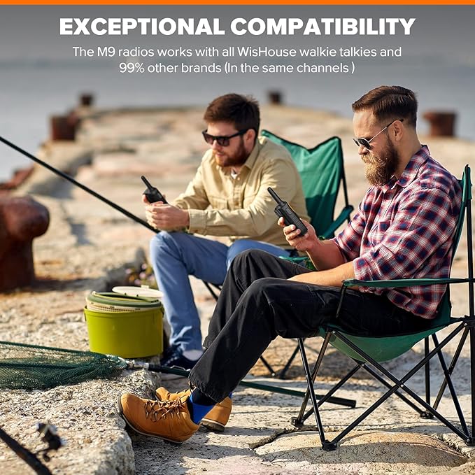 Wishouse Walkie Talkies for Adults Long Range-Rechargeable Portable 2 Way Radios,Hiking Accessories Camping Gear Toys for Kids with Lamp,SOS Siren,NOAA Weather Alert,VOX,Easy to Use,Walky Talky 6 Pack