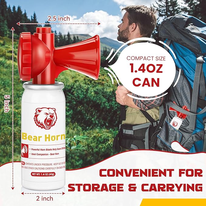 1 Pack Bear Horn to Scare Bears 1.4oz, Very Loud 120dB Bear Air Horns for Safety for Hiking, Heard Up to 1/2 Mile Away, Bear Spray Self Defense, Blow Horn to Scare Wild Animals, Bear Alarm