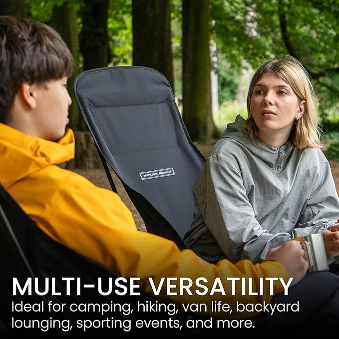 TSE HC100 Camping Chair, 3.36lbs Lightweight Folding Chair with Cup Holder, Portable and Easy to Carry for Camping, Beach, Hiking, Urbain, Festival or Garden (Black)