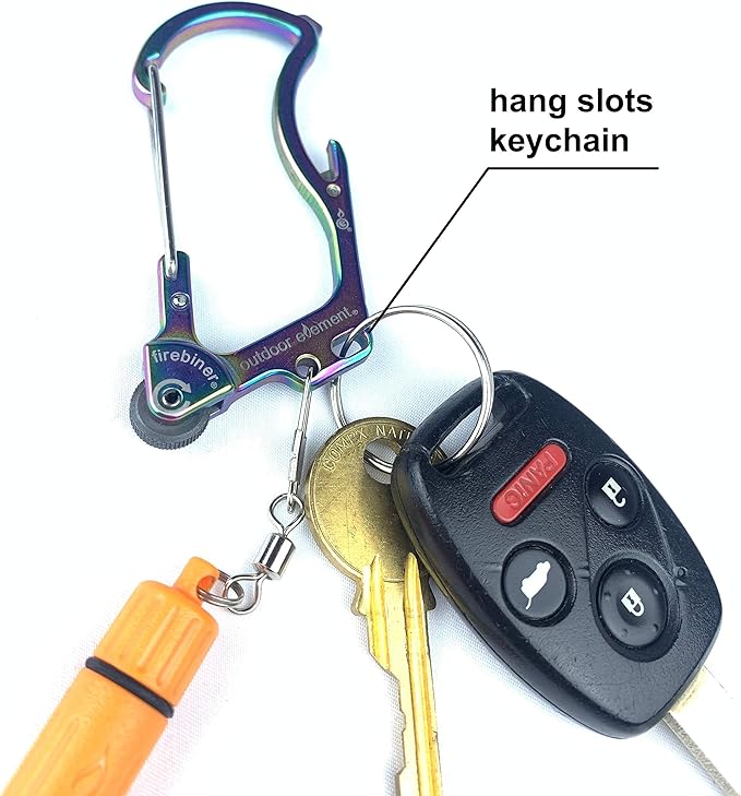 Firebiner 6-in-1 Fire-Starting Carabiner EDC Emergency Multitool -Keychain,Utility Blade,Bottle Opener,& More