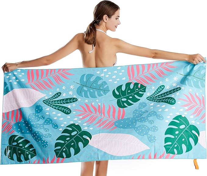 CHARS Microfiber Quick Drying Beach Towel Super Absorbent & Sand Free Towel for Kids Teens Adults Travel Gym Camping Pool Yoga Outdoor and Picnic(63"×31"/63"×39")