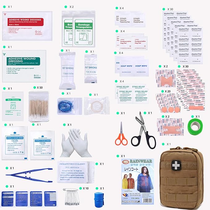 EMT Pouch MOLLE Ifak Pouch Tactical MOLLE Medical First Aid Kit Utility Pouch Carlebben (with Medical Supplies Tan)