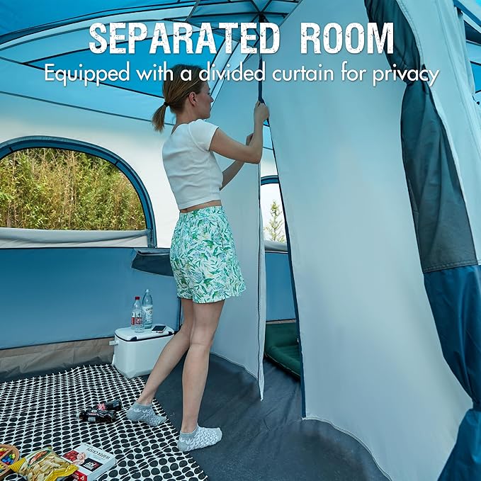 PORTAL 6 | 8 | 10 Person Family Camping Tent with Porch, Big Family Camping Tent with Tall Height, Good Ventilation, Water Resitant Large Tent for Outdoor Camping, Backyard