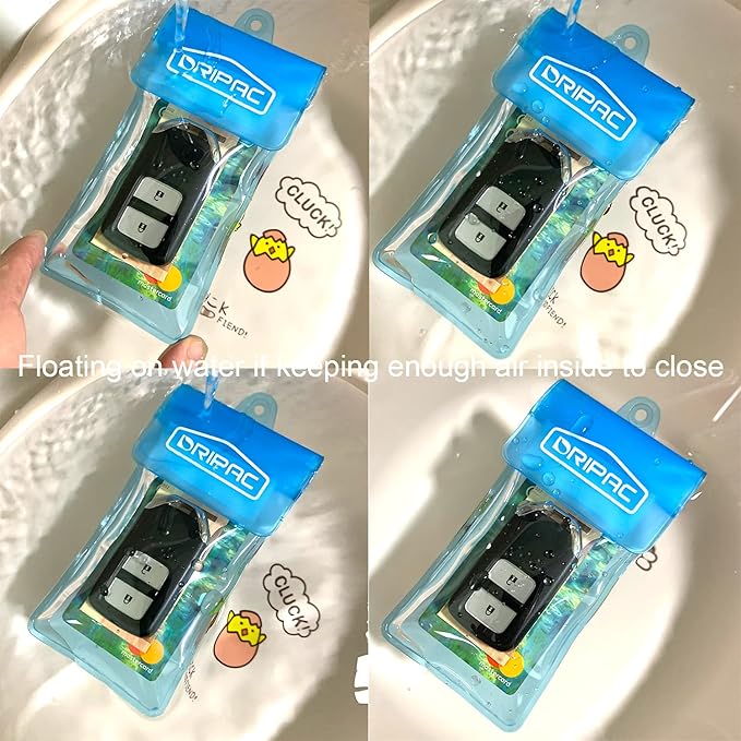 DRIPAC Waterproof Car Key FOB Case Waterproof Wallet Waterproof Holder Pouch For Key ID Badge Credit Card Money(Blue)