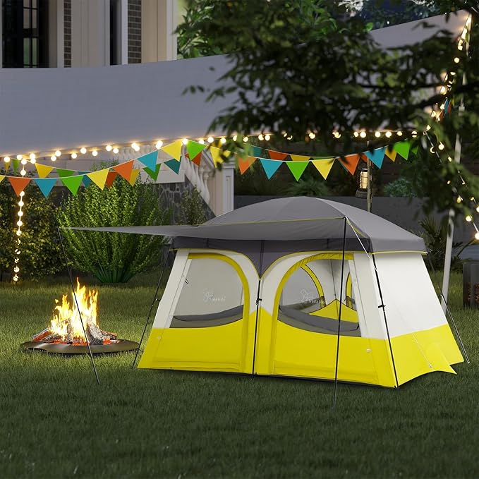 Vidalido Tents,3-4 Person Camping Tent with Extended Vestibule,Weather Resistant Family Tents with Breathable Mesh Windows,Easy Install Waterproof Outdoor Tent for Backpacking and Camping Hiking