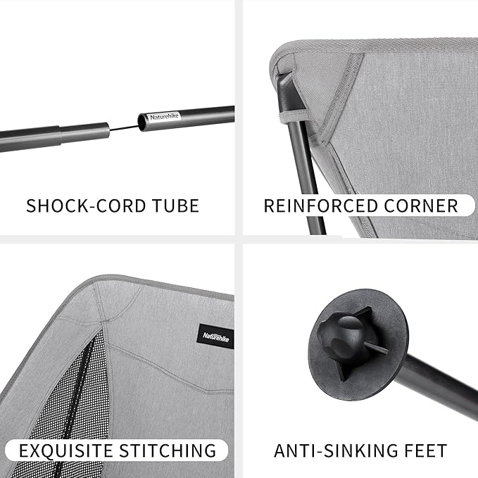 Naturehike YL05 Camping Chair, Ultralight Portable Camp Chair with Storage Bag, Compact Folding Beach Chair for Backpacking Hiking Fishing Picnic