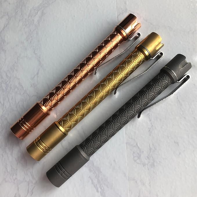 Penlight Pineapple led Flashlight, Nichia 519a R9080 4000K 10880/AAA Small Flashlight by Reylight for Outdoor, Power Outage Lighting, Emergency Lighting (Titanium)