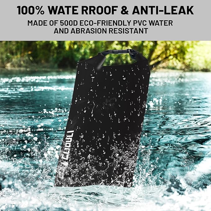 Waterproof Dry Bag,Roll Top Black Large Waterproof Backpack 2L/5L/10L/20L/30L/40L Floating Lightweight Bags for Kayaking, Boating, Fishing, Swimming Camping with Waterproof Phone Case